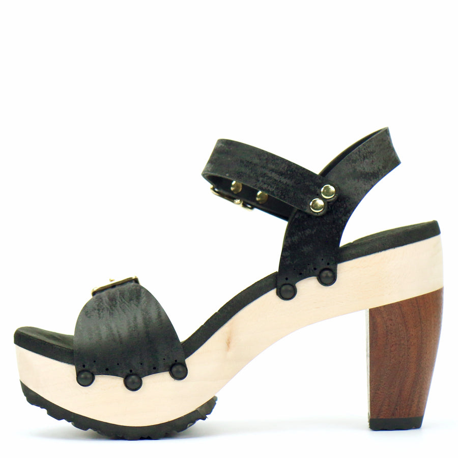 High Heel Buckle Toe Ankle in Midnight - Mohop