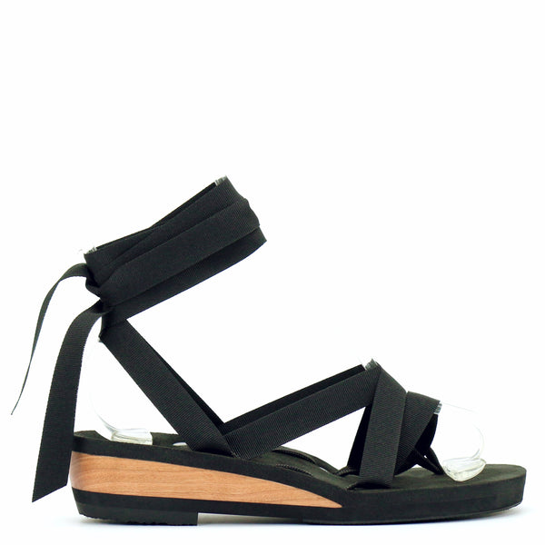 Ribbon sales wedge sandals