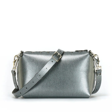 Pewter small crossbody bag with strap