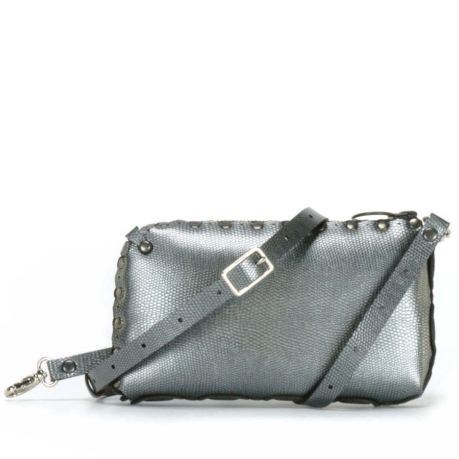 pewter wallet bag with crossbody strap upgrade