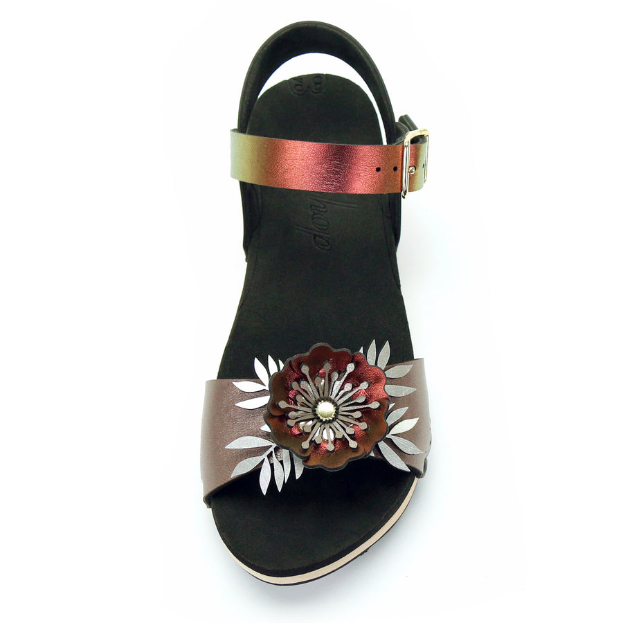Low Clog Flower Toe Ankle in Rose and Ruby - Mohop