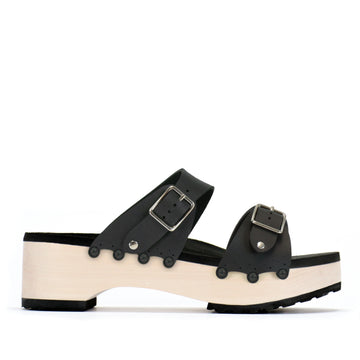 Flatform Buckle Toe Mule