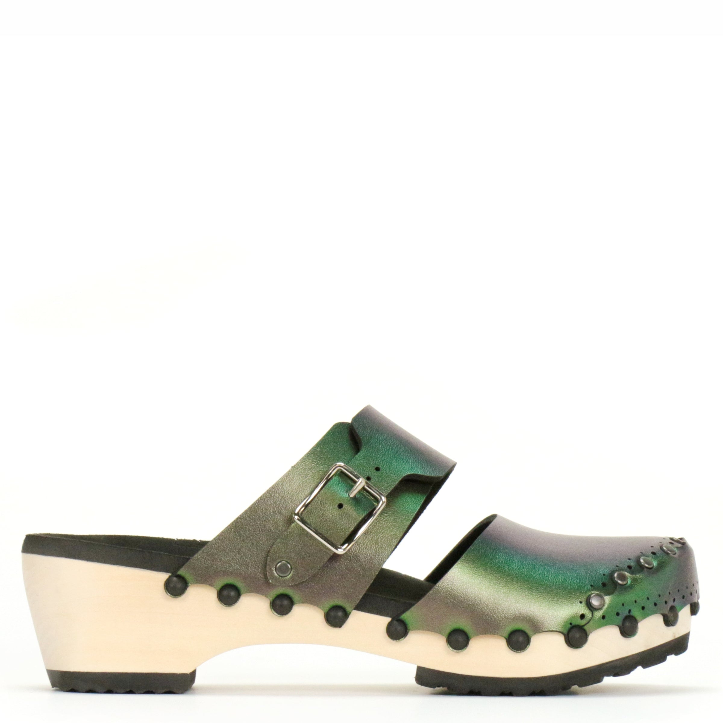 Mid Clog Closed Toe Mule in Emerald - Vegan Clogs - Made in USA