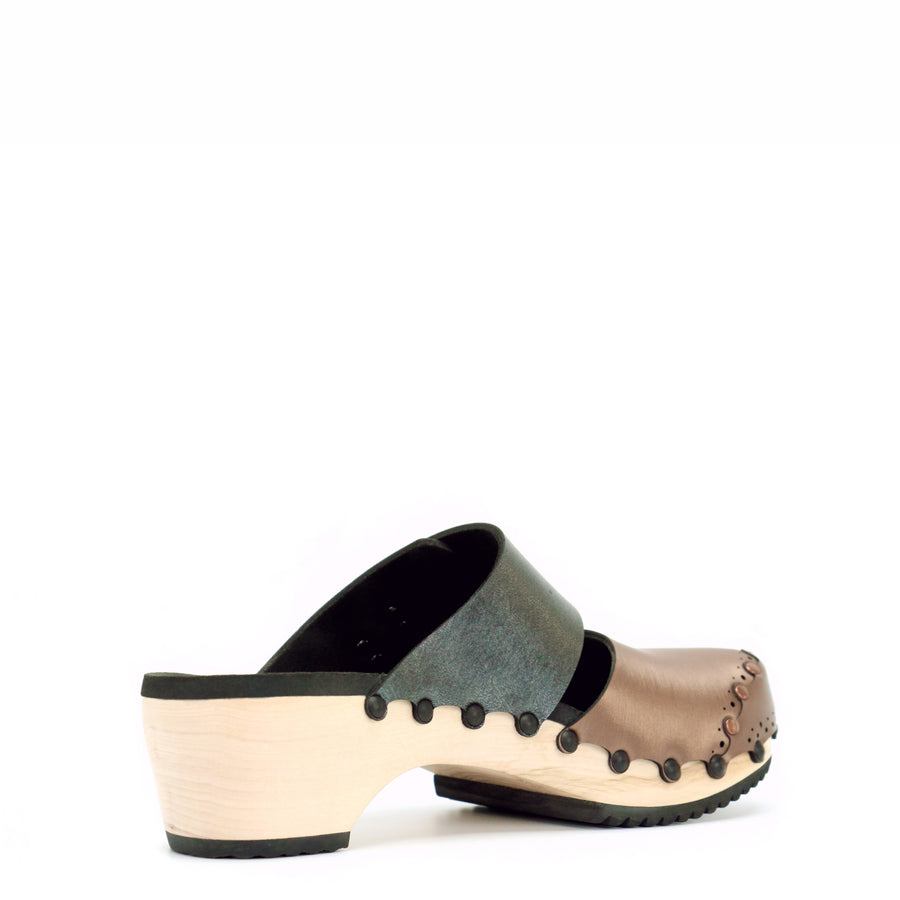 Slate Mule Mid Clog Closed Toe Mule in Mocha and Slate - Vegan - Made in USA – Mohop