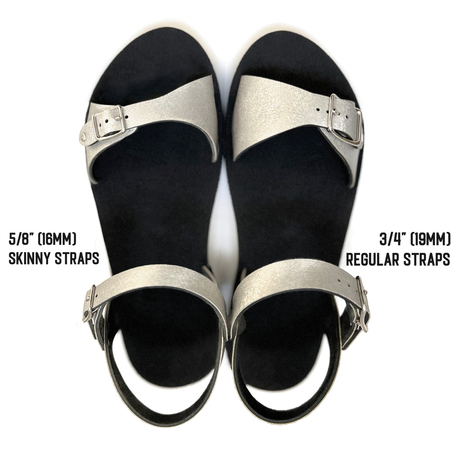 A side-by-side view comparing sandals with 5/8