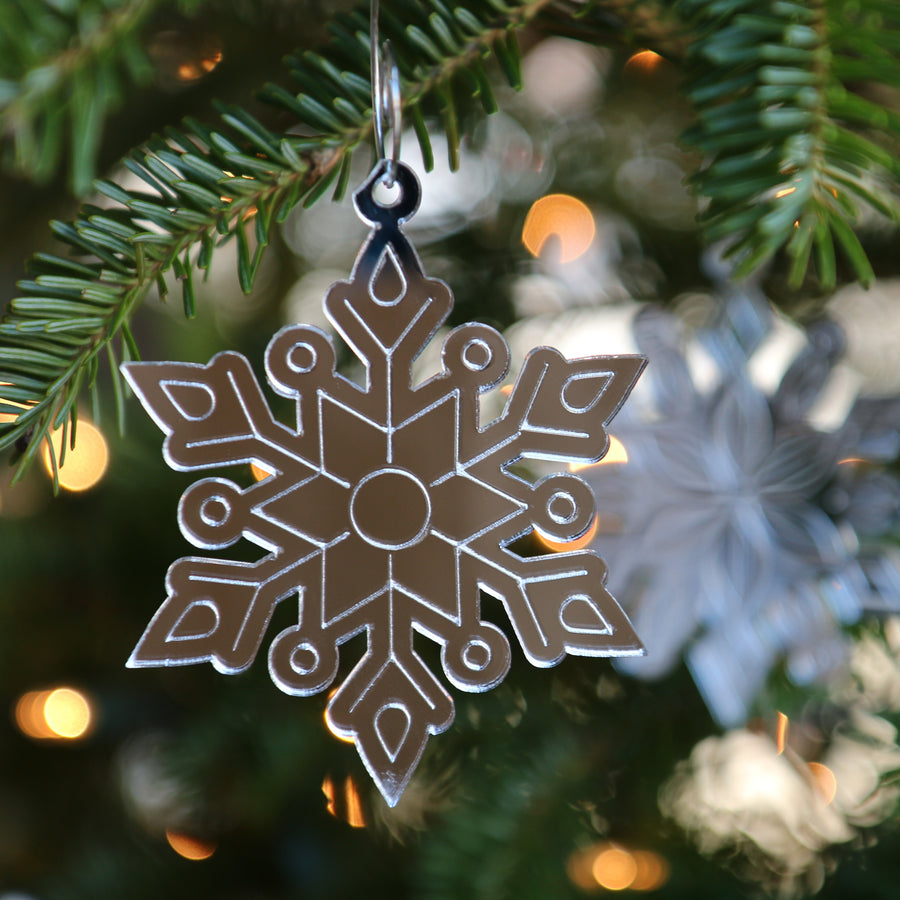 Set of Mirrored Snowflake Ornaments