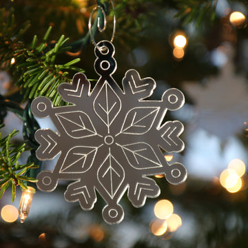 Set of Mirrored Snowflake Ornaments