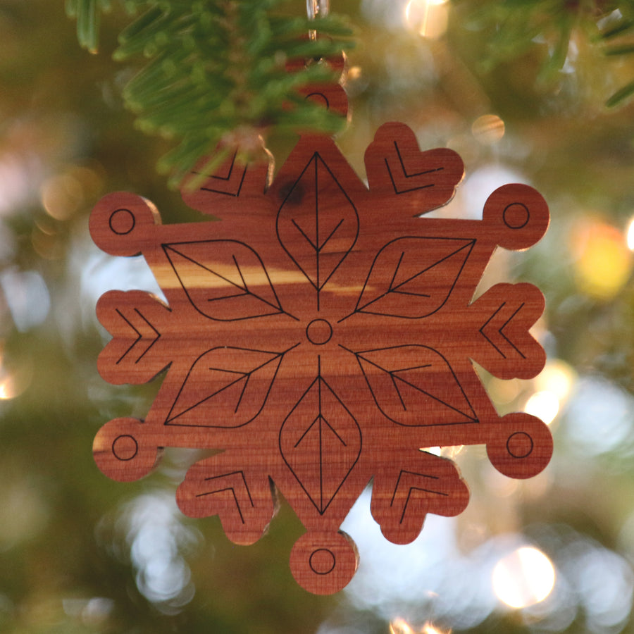 Set of Red Cedar Snowflake Ornaments