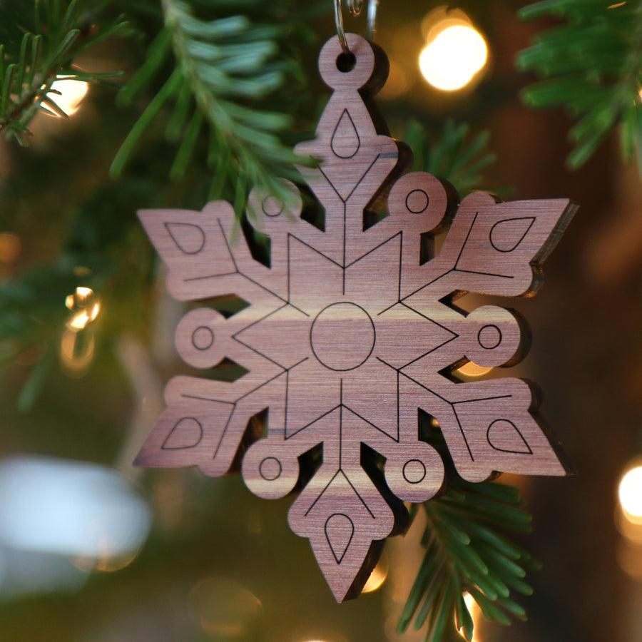 Set of Red Cedar Snowflake Ornaments