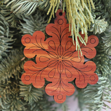 Set of Red Cedar Snowflake Ornaments