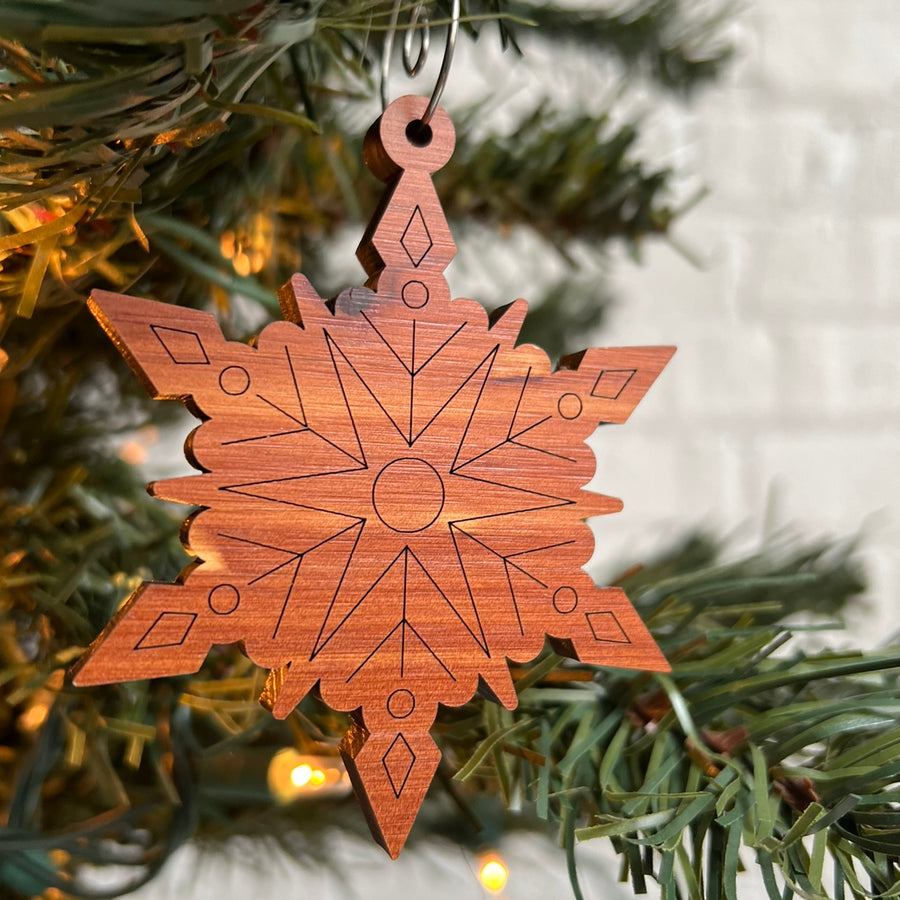 Set of Red Cedar Snowflake Ornaments