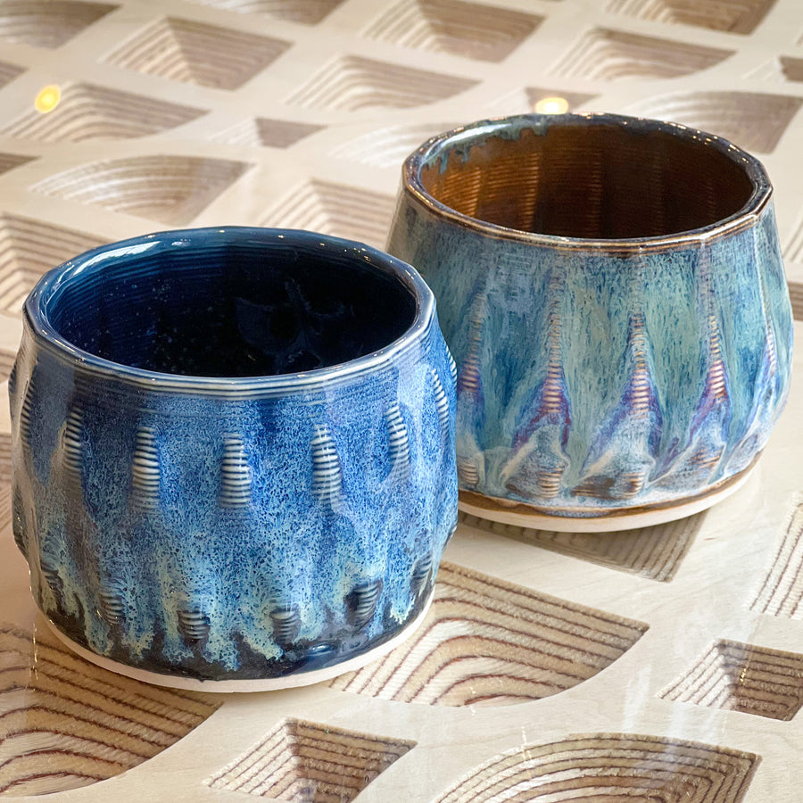 3D Printed Ceramic Whiskey Tumbler Pair