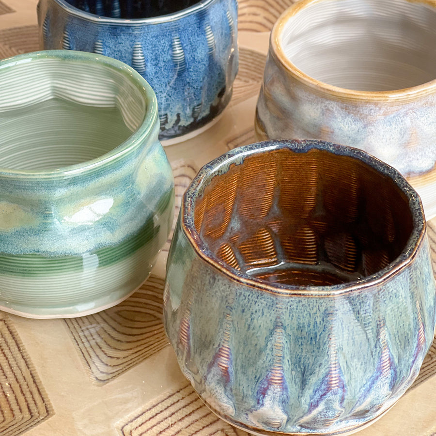 3D Printed Ceramic Whiskey Tumbler Pair