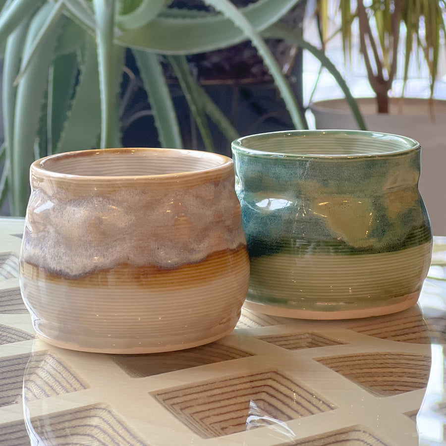 3D Printed Ceramic Whiskey Tumbler Pair
