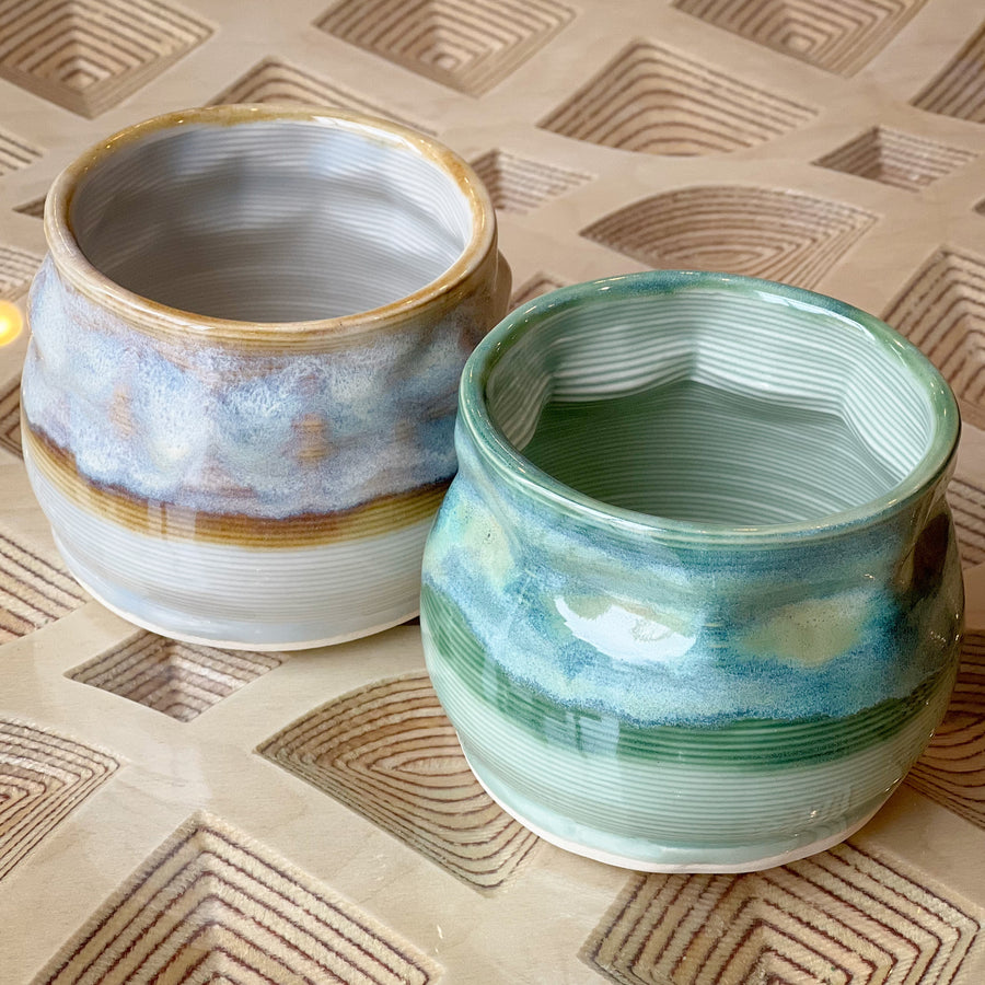 3D Printed Ceramic Whiskey Tumbler Pair