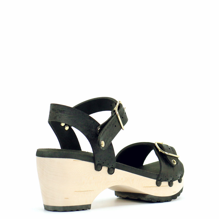 Mid Clog Buckle Toe Ankle in Midnight - Mohop