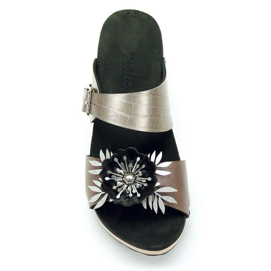 Mid Clog Flower Toe Mule in Rose and Croc - Mohop