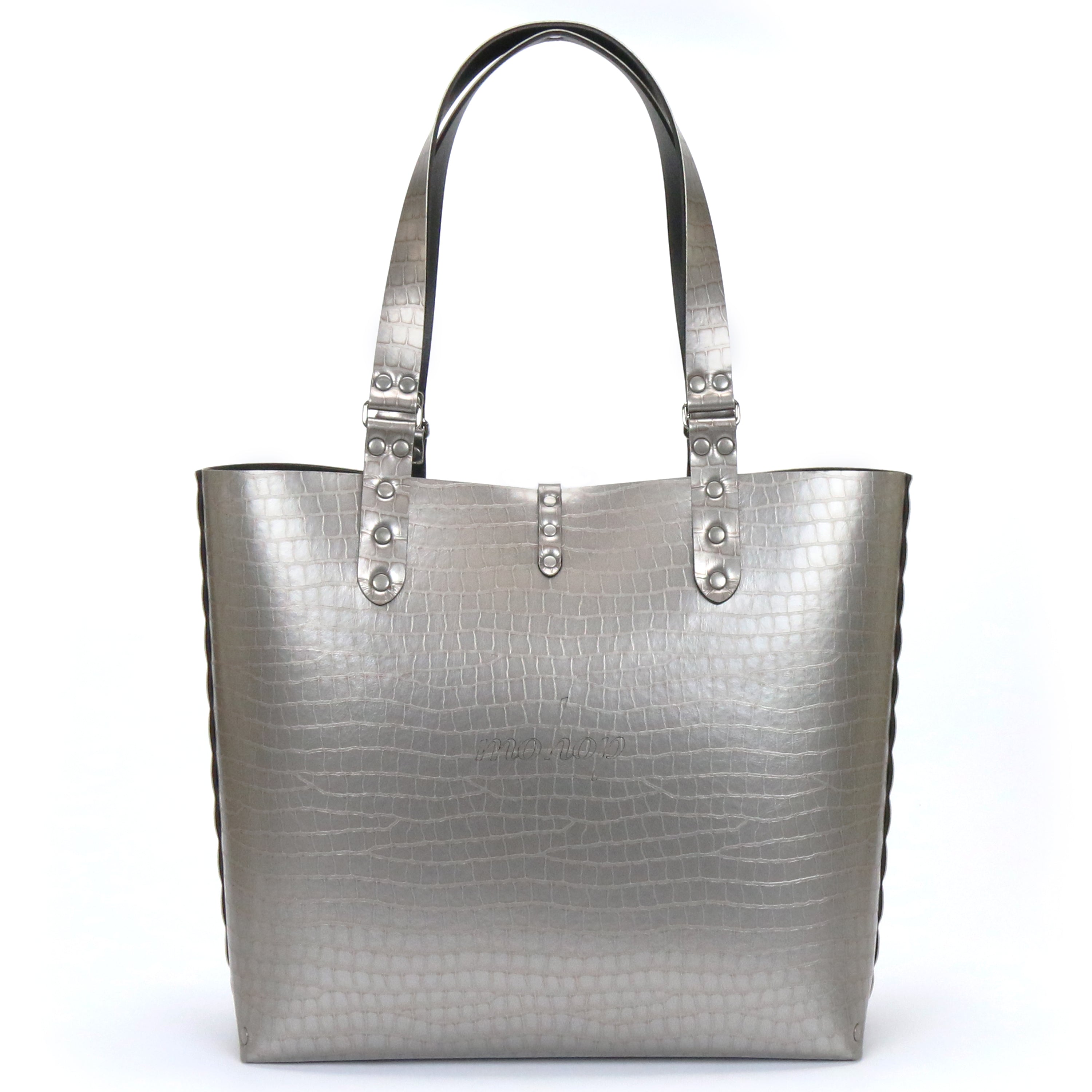 Crocodile Tote - Silver Crocodile Tote Bag - Vegan - Made in