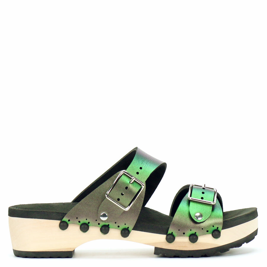 Low Clog Buckle Toe Mule in Emerald - Mohop