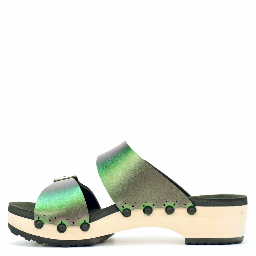 Low Clog Buckle Toe Mule in Emerald - Mohop