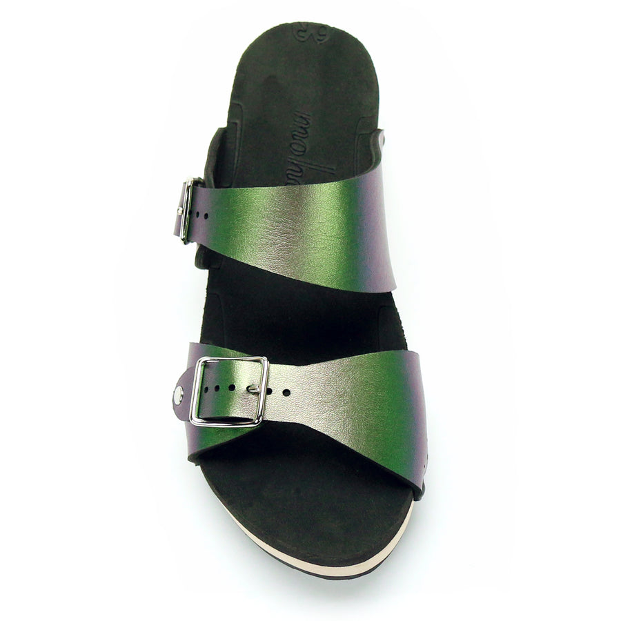 Low Clog Buckle Toe Mule in Emerald - Mohop