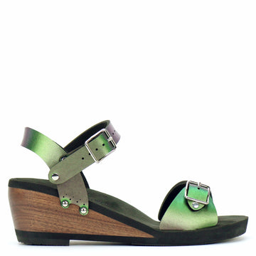 Mid Wedge Buckle Toe Ankle in Emerald - Mohop