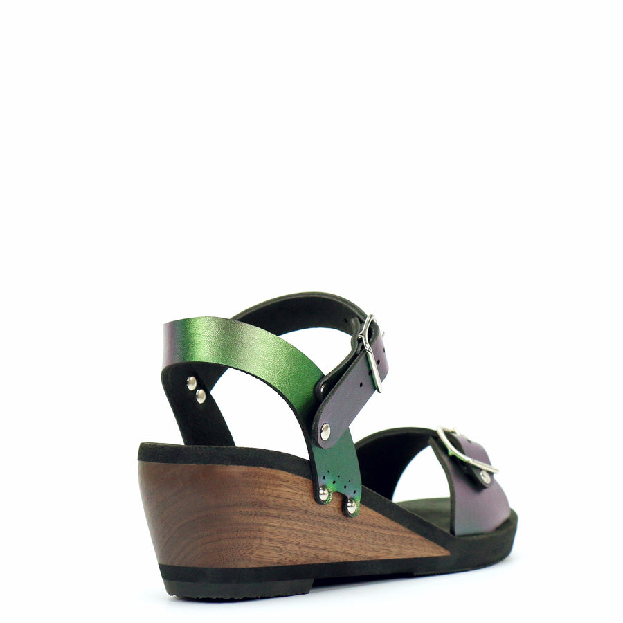 Mid Wedge Buckle Toe Ankle in Emerald - Mohop