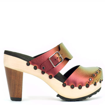 High Heel Closed Toe Mule in Ruby - Mohop