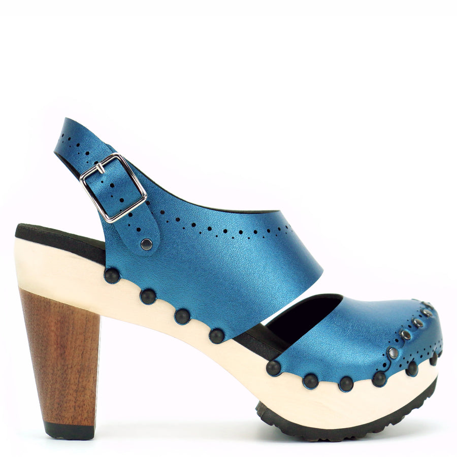 High Heel Closed Toe Slingback in Azure - Mohop