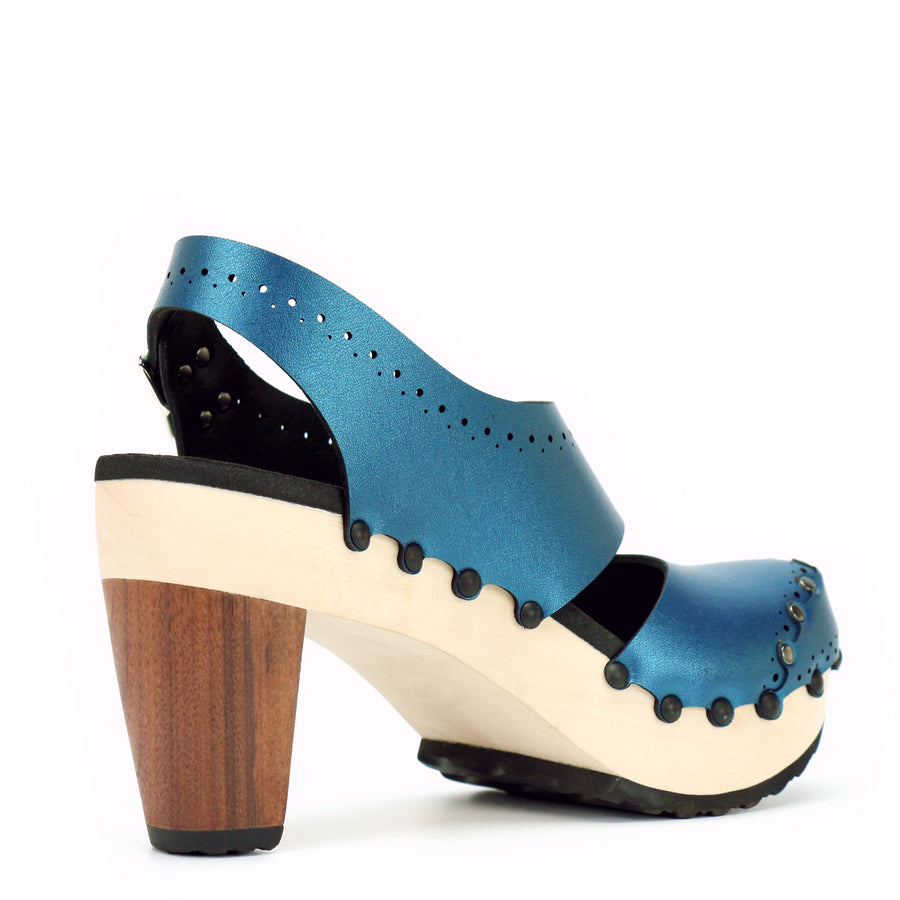 High Heel Closed Toe Slingback in Azure - Mohop