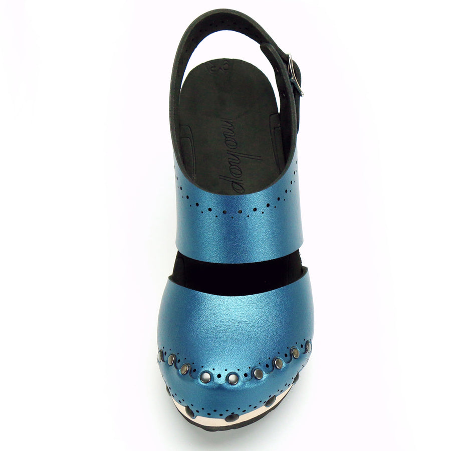 High Heel Closed Toe Slingback in Azure - Mohop