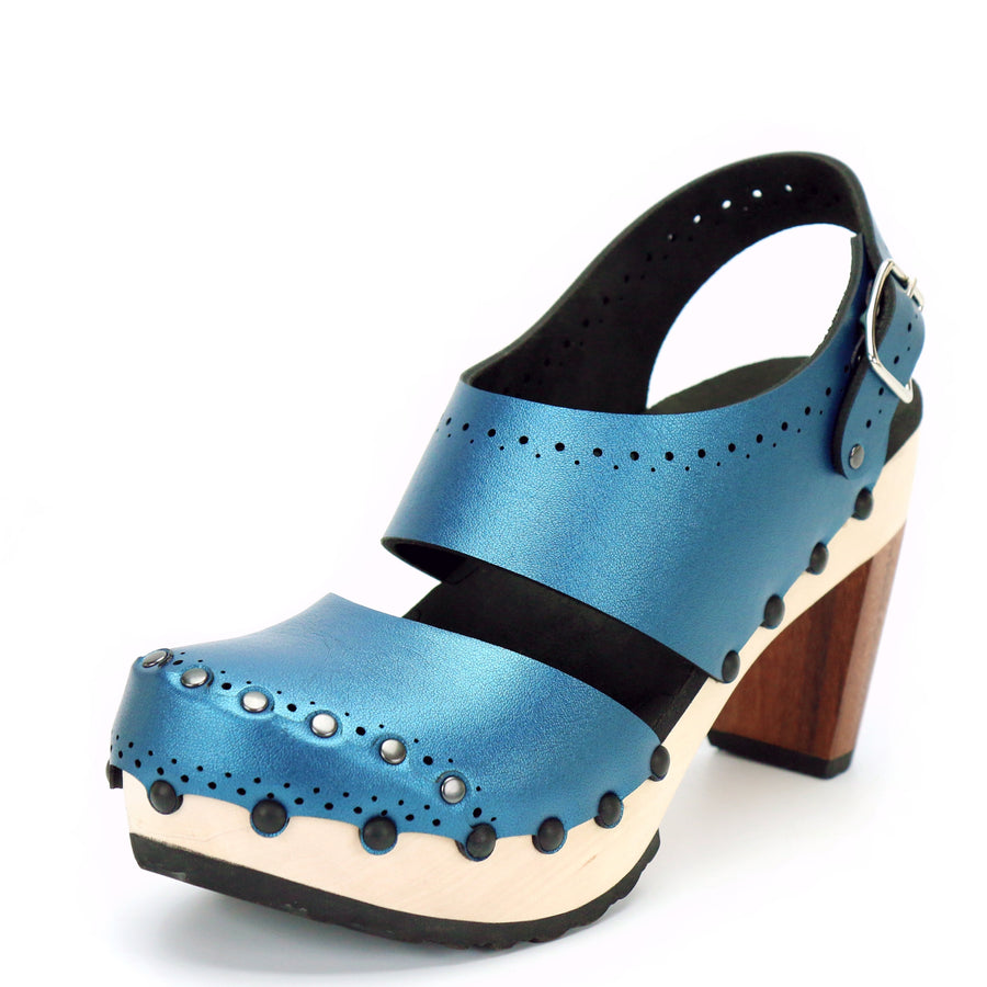 High Heel Closed Toe Slingback in Azure - Mohop