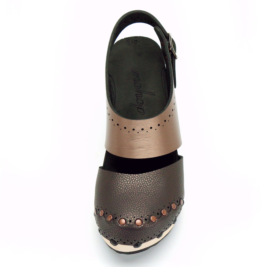 High Heel Closed Toe Slingback in Espresso and Mocha - Mohop