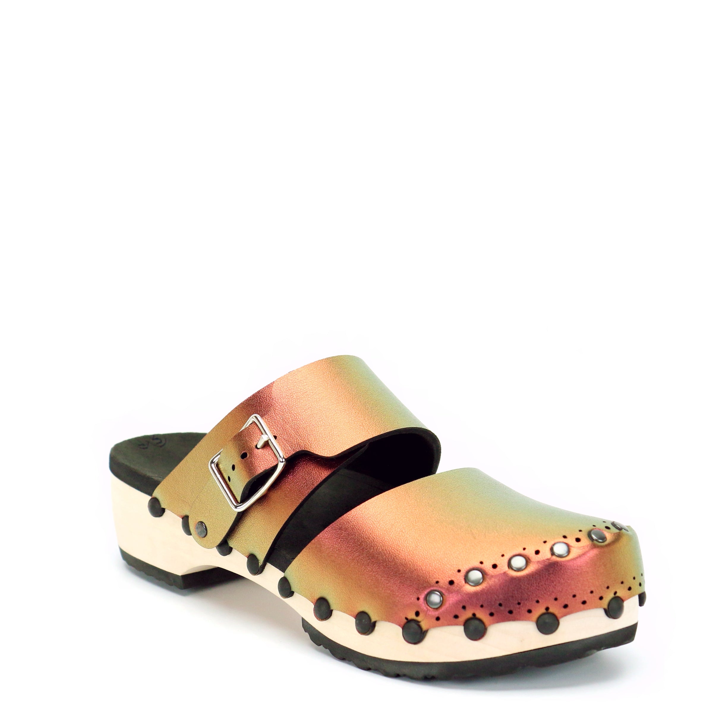 【MISCHIEF】22fw RHOMBUS WINTER MULES Low Clog Closed Toe Mule in Ruby - Vegan Clogs - Made in USA