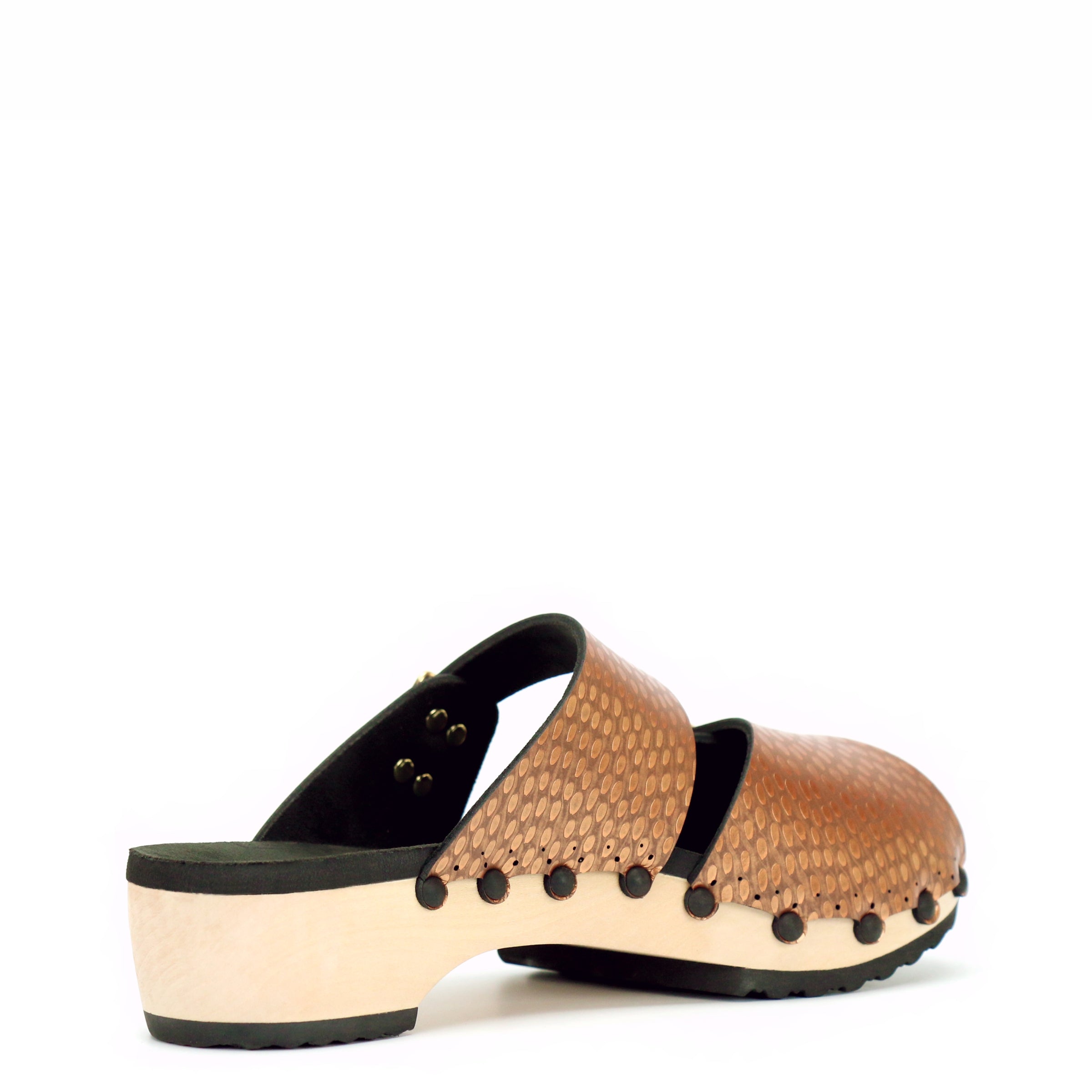 Low Clog Peep Toe Mules in Copper Vegan Clogs Made in USA – Mohop