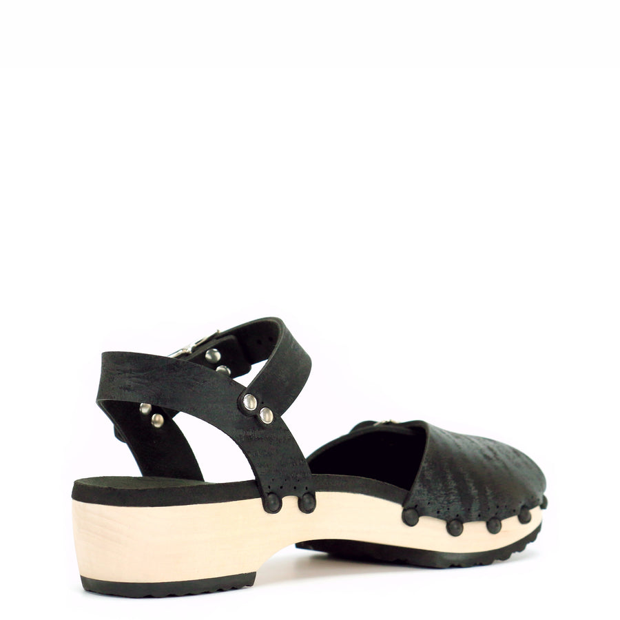 Low Clog Peep Toe Ankle in Midnight - Mohop