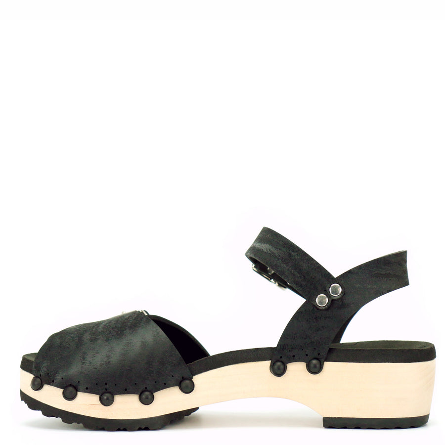 Low Clog Peep Toe Ankle in Midnight - Mohop