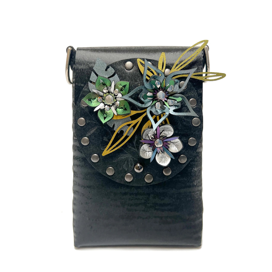 Black Chinchilla Flower Mobile Bag