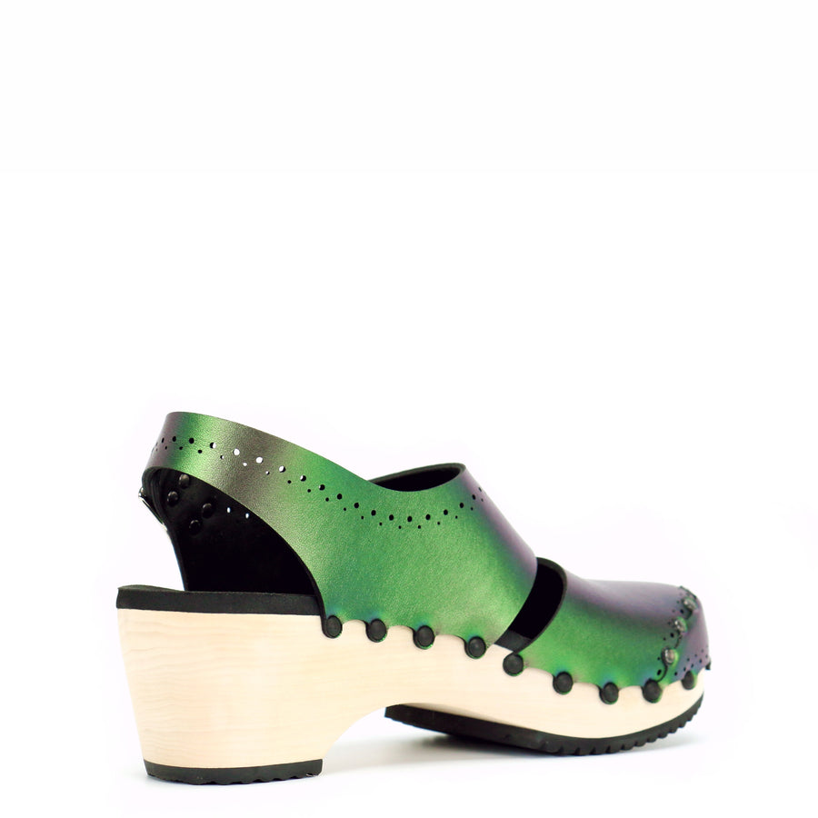 Mid Clog Closed Toe Slingback in Emerald - Mohop
