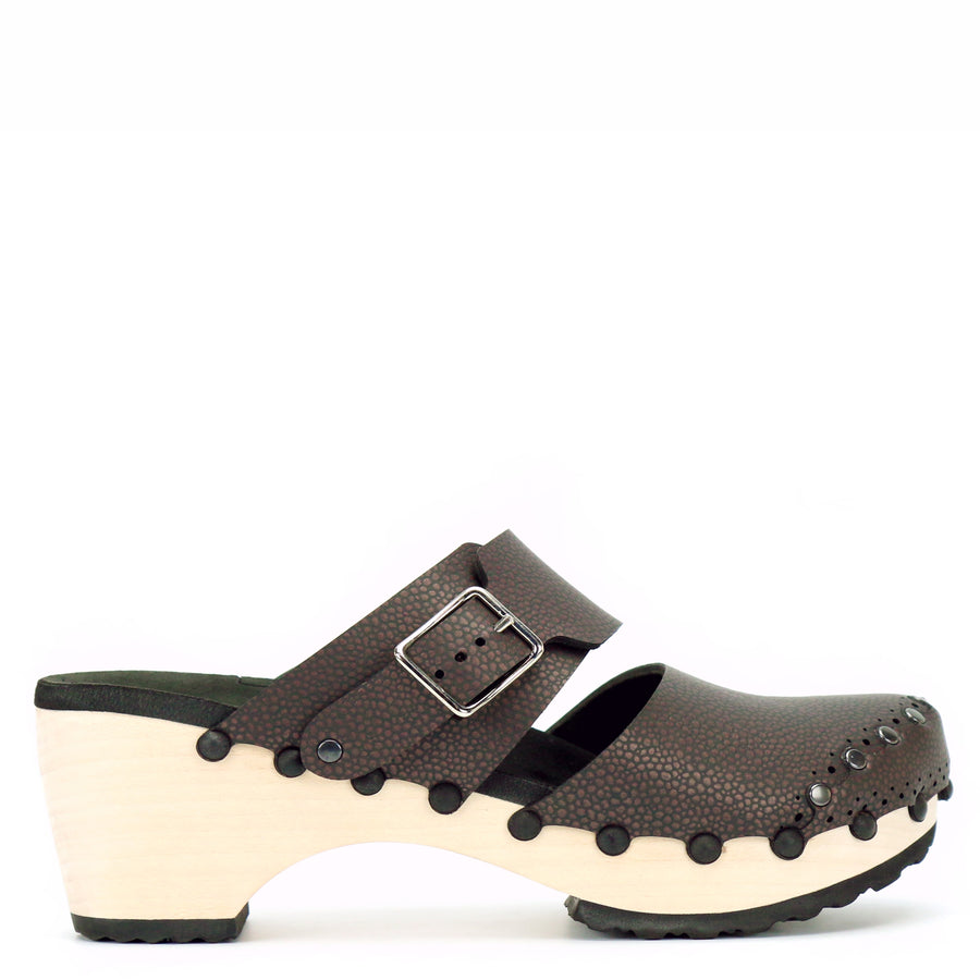 Mid Clog Closed Toe Mule in Espresso - Mohop