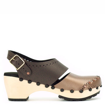 Mid Clog Closed Toe Slingback in Mocha and Espresso - Mohop