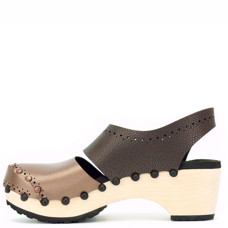 Mid Clog Closed Toe Slingback in Mocha and Espresso - Mohop