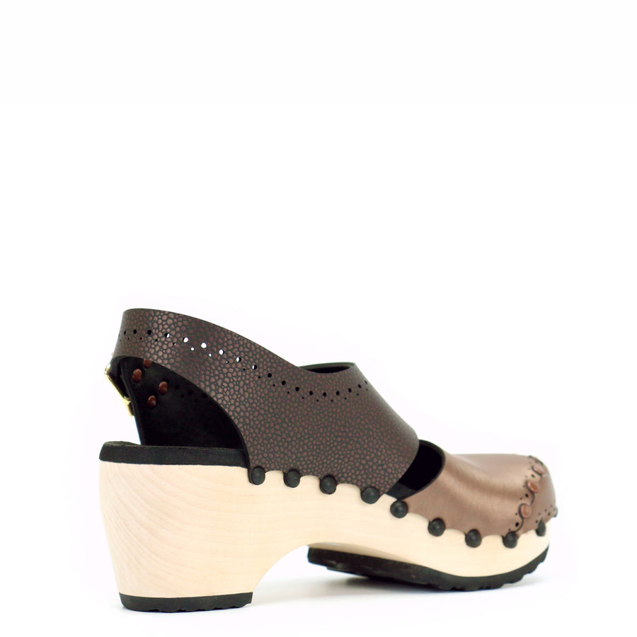 Mid Clog Closed Toe Slingback in Mocha and Espresso - Mohop