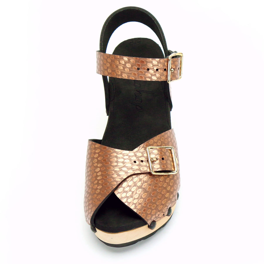 Mid Clog Peep Toe Ankle in Copper - Mohop
