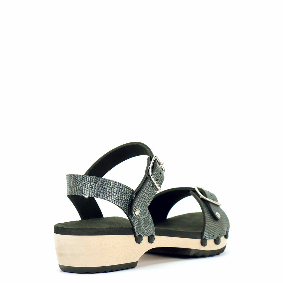 Low Clog Buckle Toe Ankle in Pewter - Mohop
