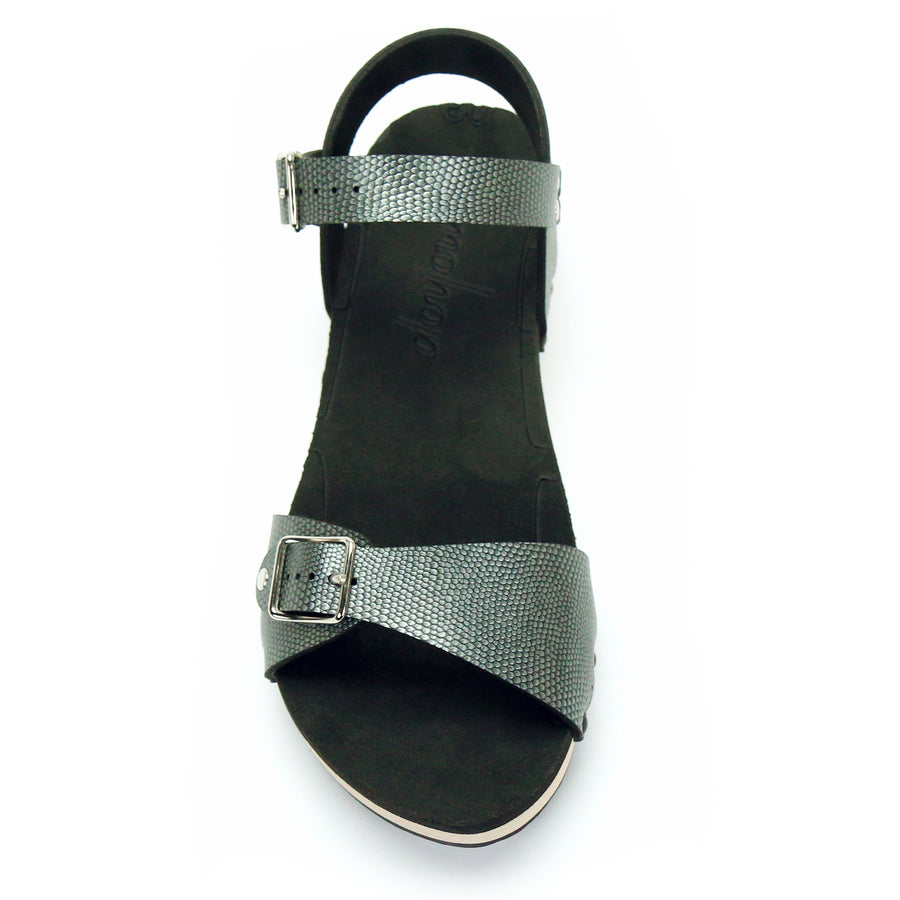 Low Clog Buckle Toe Ankle in Pewter - Mohop