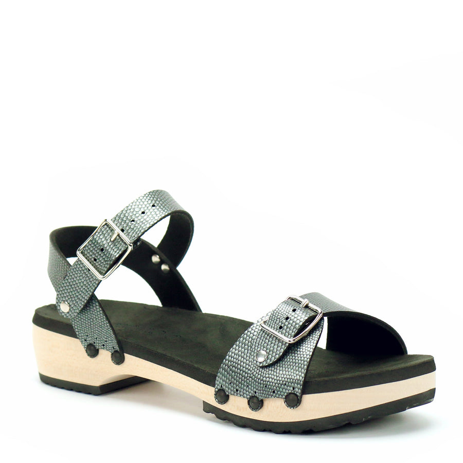 Low Clog Buckle Toe Ankle in Pewter - Mohop