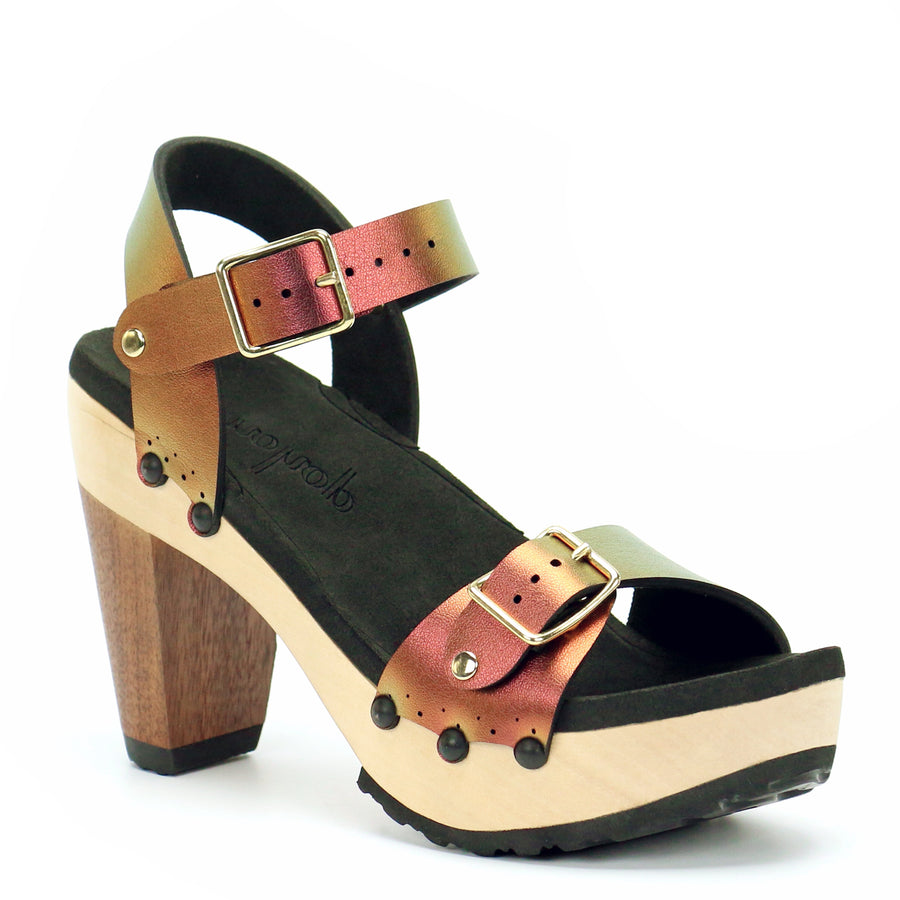 High Heel Buckle Toe Ankle in Ruby - Mohop