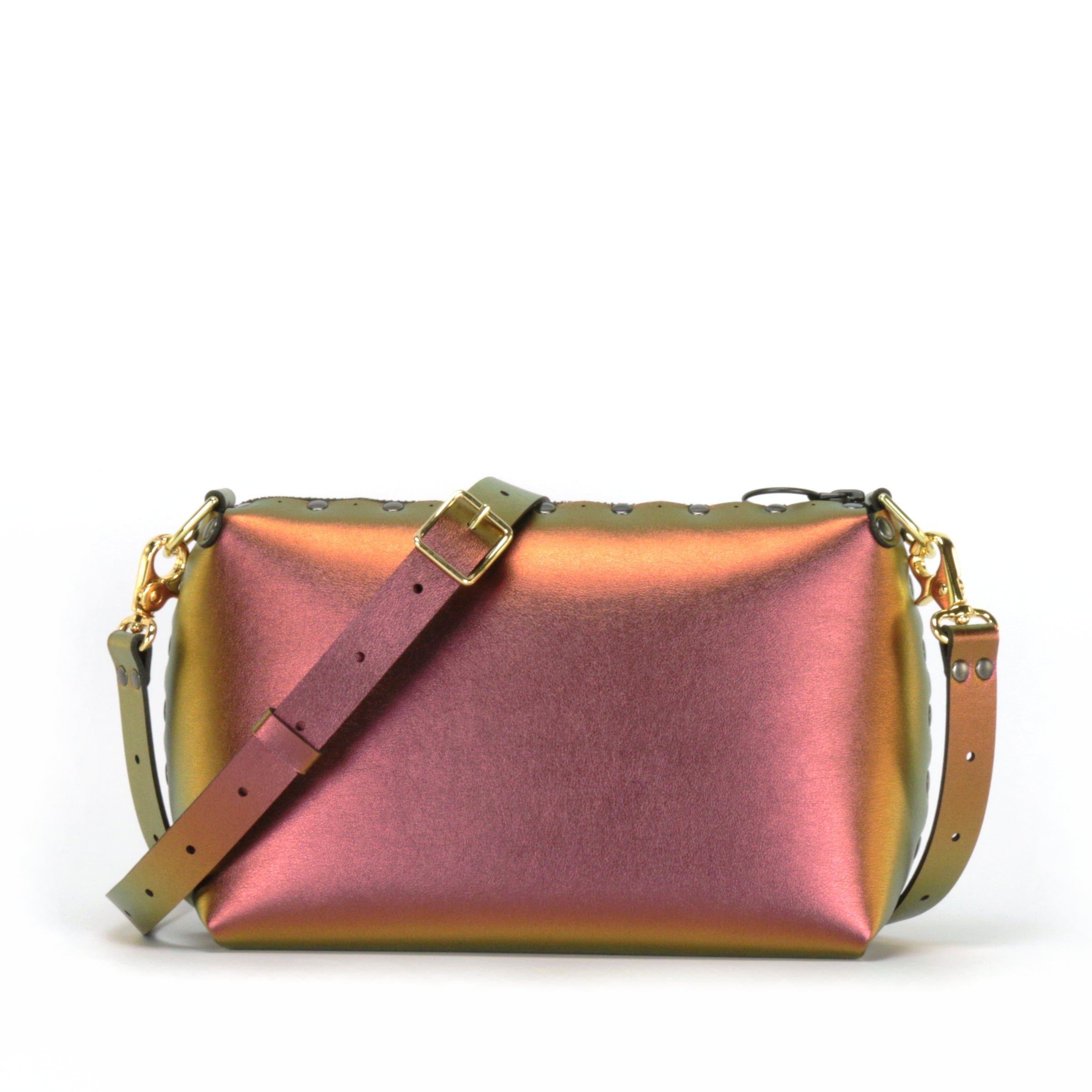 Small Crossbody Bag - Vegan Leather Zipper Top Handbag