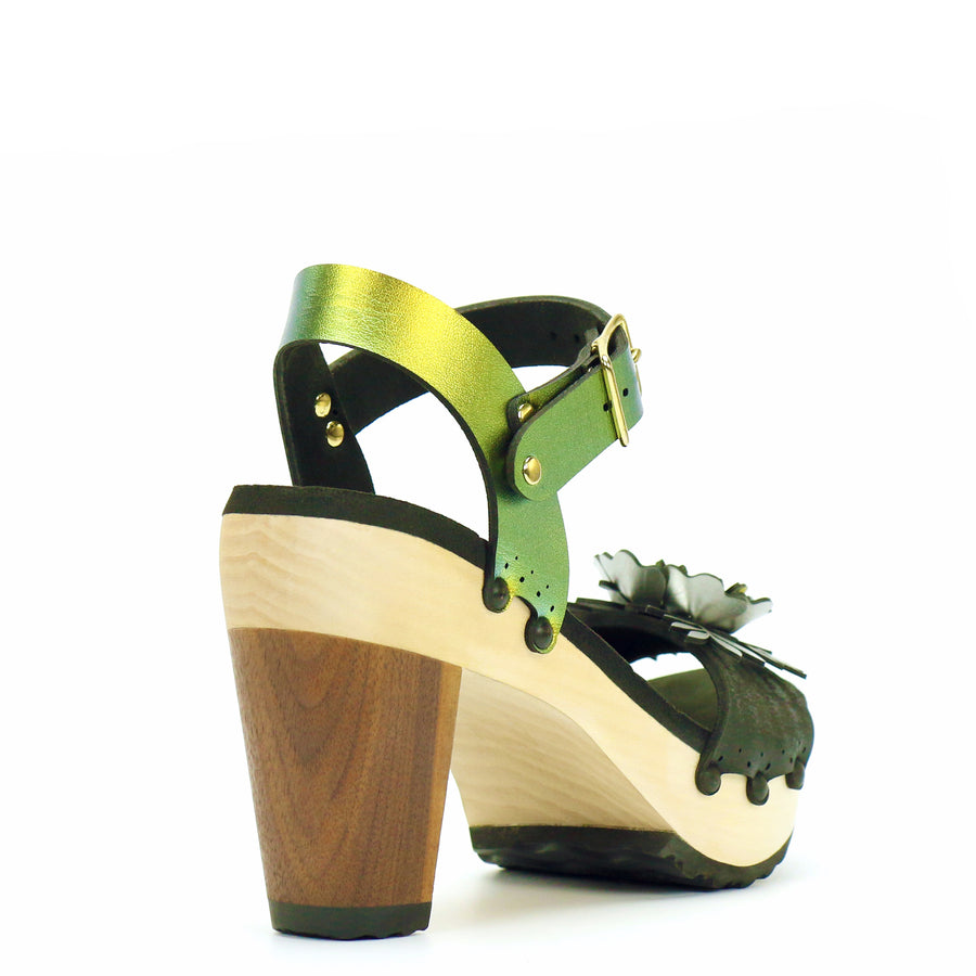 High Heel Flower Toe Ankle in Midnight and Scarab - Mohop